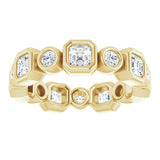 14K yellow gold 1 5/8CT Asscher Bezel-set Diamond Eternity Band variant--Asscher variant--3mm variant--14K-white-gold