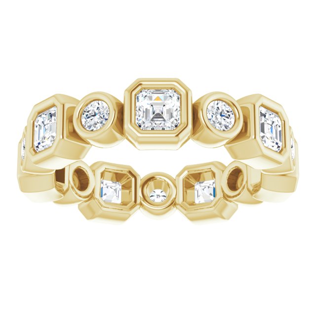14K yellow gold 1 5/8CT Asscher Bezel-set Diamond Eternity Band variant--Asscher variant--3mm variant--14K-white-gold