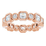 14K rose gold 1 5/8CT Asscher Bezel-set Diamond Eternity Band variant--Round variant--2-mm variant--14K-yellow-gold