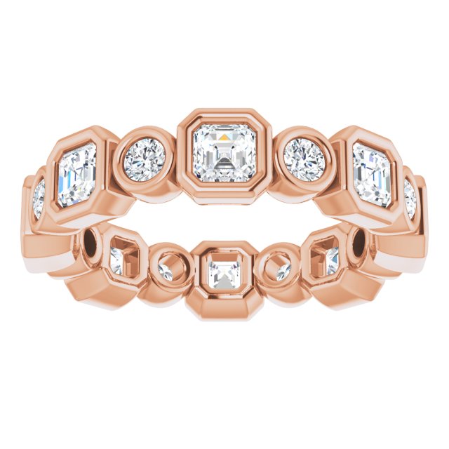 14K rose gold 1 5/8CT Asscher Bezel-set Diamond Eternity Band variant--Round variant--2-mm variant--14K-yellow-gold