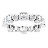14K white gold 1 5/8CT Asscher Bezel-set Diamond Eternity Band variant--Asscher variant--3mm variant--14K-rose-gold