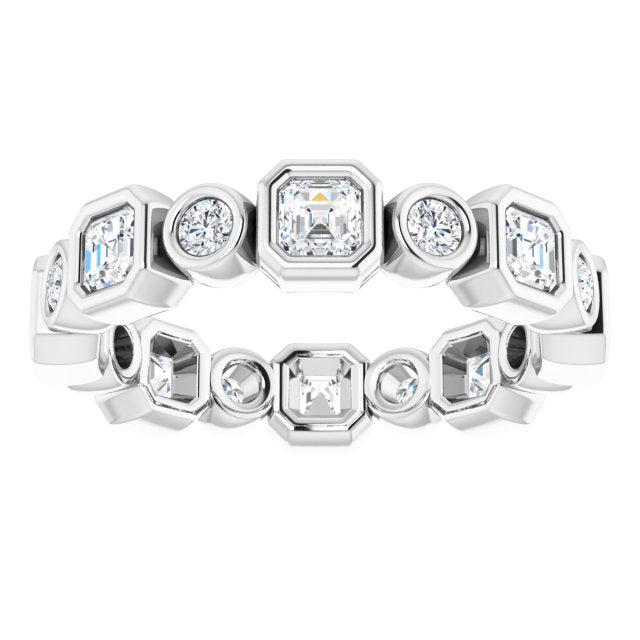 14K white gold 1 5/8CT Asscher Bezel-set Diamond Eternity Band variant--Asscher variant--3mm variant--14K-rose-gold