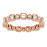 14K rose gold .75CT Asscher Bezel-set Diamond Eternity Band variant--Asscher variant--3mm variant--14K-yellow-gold