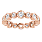 14K rose gold 1 1/5CT Round Bezel-set Diamond Eternity Band variant--Square variant--2-mm variant--14K-yellow-gold
