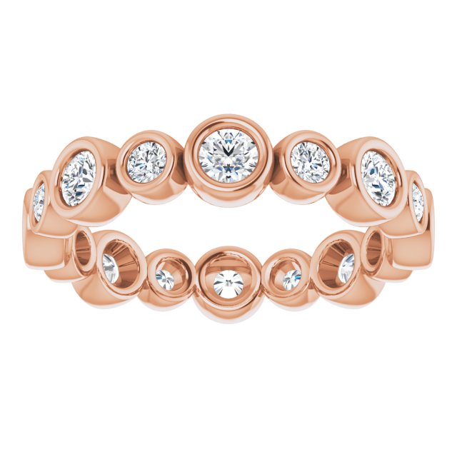 14K rose gold 1 1/5CT Round Bezel-set Diamond Eternity Band variant--Square variant--2-mm variant--14K-yellow-gold