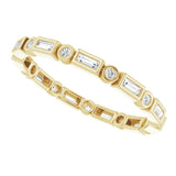 Alternating shape diamond eternity ring variant--Baguette variant--2-mm variant--14K-yellow-gold