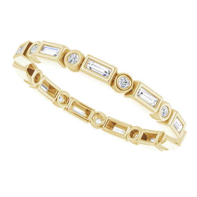 Bezel-set diamond eternity band in 14K gold
