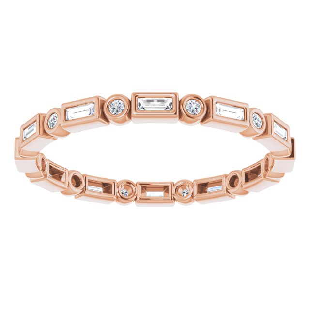 14K rose gold 1/3CT Straight Baguette Bezel-set Diamond Eternity Band variant--Baguette variant--3mm variant--14K-yellow-gold