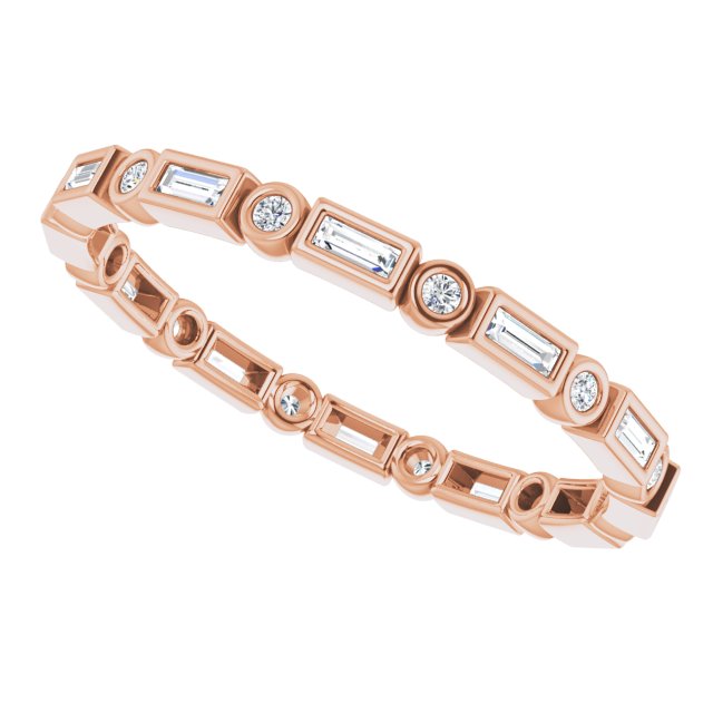 Bezel-set diamond stacking ring variant--Baguette variant--2-mm variant--14K-rose-gold
