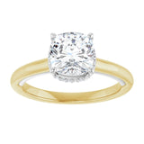 14K yellow/white gold 2CT Cushion Diamond Halo-Style Engagement Ring/white-gold/white-gold variant--Cushion variant--2CT variant--14K-yellow/white-gold