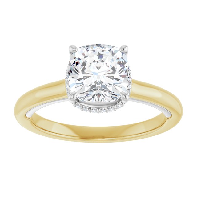 14K yellow/white gold 2CT Cushion Diamond Halo-Style Engagement Ring/white-gold/white-gold variant--Cushion variant--2CT variant--14K-yellow/white-gold