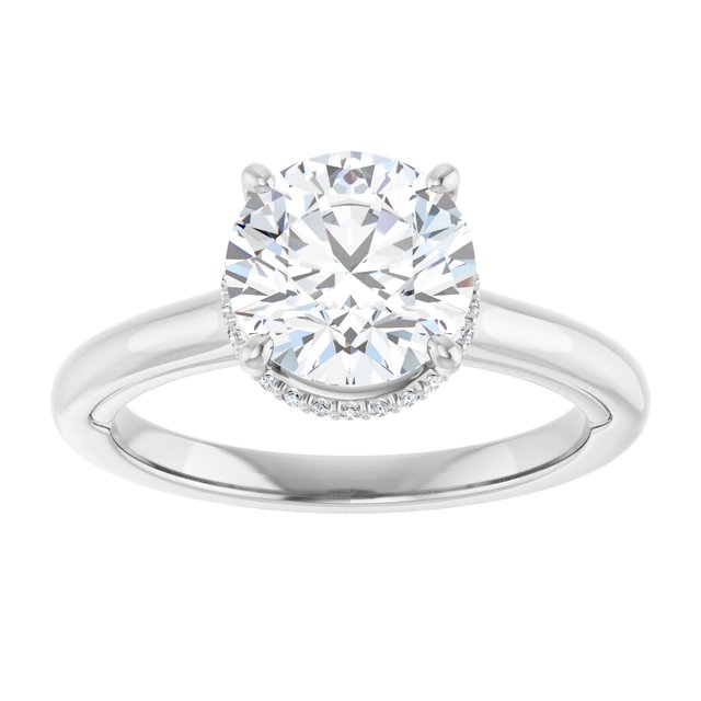 14K white gold 2CT Round Diamond Halo-Style Engagement Ring variant--Round variant--2CT variant--14K-white-gold