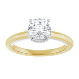 14K yellow/white gold 1CT Cushion Diamond Halo-Style Engagement Ring/white-gold/white-gold variant--Cushion variant--1CT variant--14K-yellow/white-gold