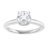 14K white gold 1CT Cushion Diamond Halo-Style Engagement Ring variant--Cushion variant--1CT variant--14K-white-gold