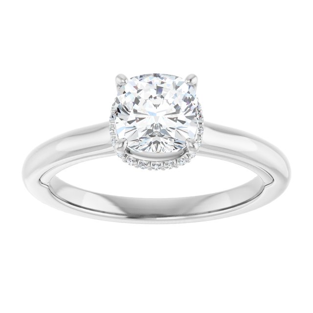 14K white gold 1CT Cushion Diamond Halo-Style Engagement Ring variant--Cushion variant--1CT variant--14K-white-gold