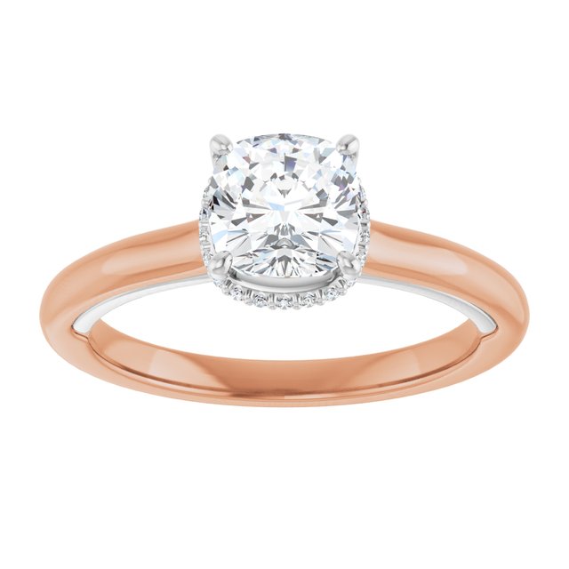14K rose/white gold 1CT Cushion Diamond Halo-Style Engagement Ring/white-gold/white-gold variant--Cushion variant--1CT variant--14K-rose/white-gold