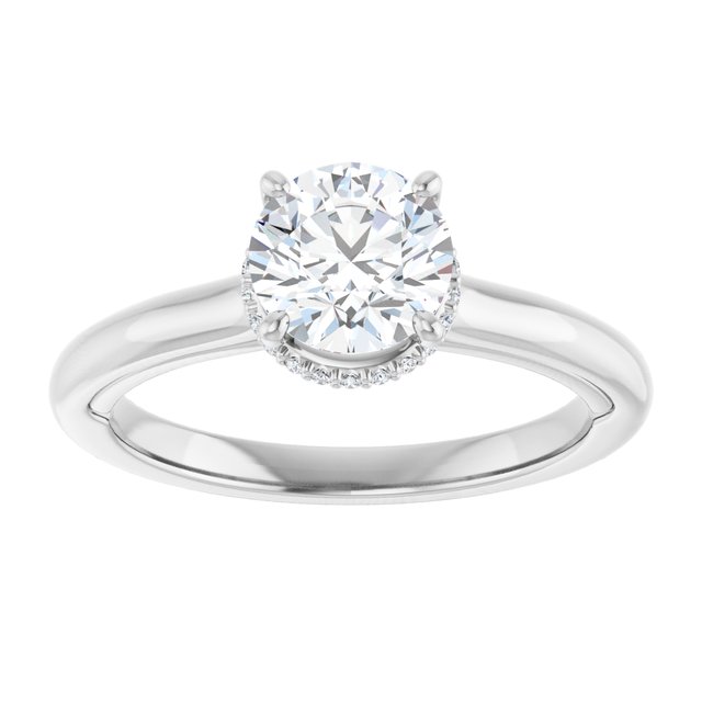 14K white gold 1CT Round Diamond Halo-Style Engagement Ring variant--Round variant--1CT variant--14K-white-gold