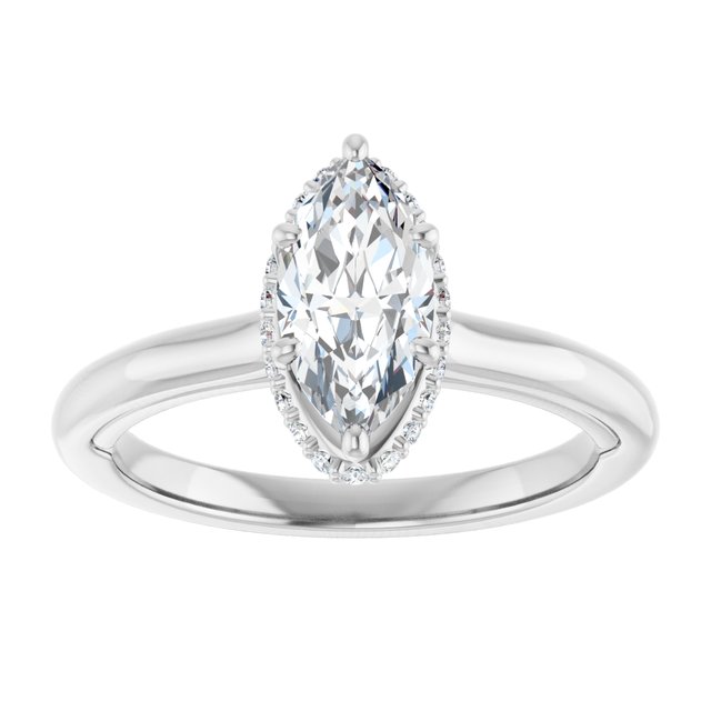14K white gold 1CT Marquise Diamond Halo-Style Engagement Ring variant--Marquise variant--1CT variant--14K-white-gold