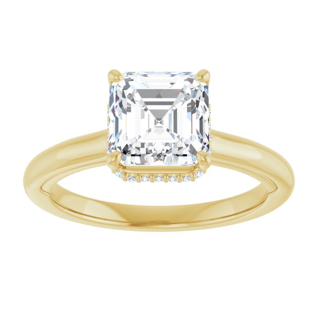 14K yellow gold 2CT Asscher Diamond Halo-Style Engagement Ring variant--Asscher variant--2CT variant--14K-yellow-gold