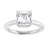 14K white gold 2CT Asscher Diamond Halo-Style Engagement Ring variant--Asscher variant--2CT variant--14K-white-gold