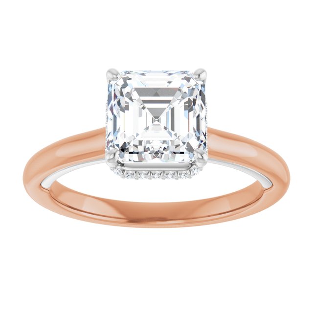 14K rose/white gold 2CT Asscher Diamond Halo-Style Engagement Ring/white-gold/white-gold variant--Asscher variant--2CT variant--14K-rose/white-gold