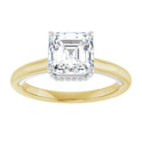 14K yellow/white gold 2CT Asscher Diamond Halo-Style Engagement Ring/white-gold/white-gold variant--Asscher variant--2CT variant--14K-yellow/white-gold