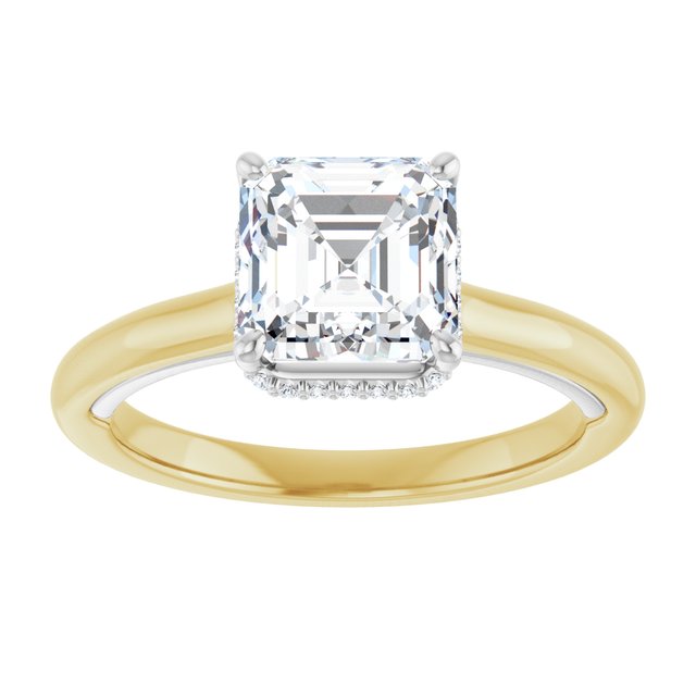 14K yellow/white gold 2CT Asscher Diamond Halo-Style Engagement Ring/white-gold/white-gold variant--Asscher variant--2CT variant--14K-yellow/white-gold