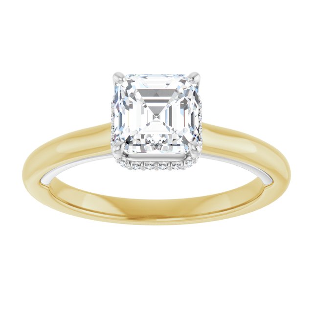 14K yellow/white gold 1CT Asscher Diamond Halo-Style Engagement Ring/white-gold/white-gold variant--Asscher variant--1CT variant--14K-yellow/white-gold