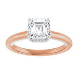 14K rose/white gold 1CT Asscher Diamond Halo-Style Engagement Ring/white-gold/white-gold variant--Asscher variant--1CT variant--14K-rose/white-gold