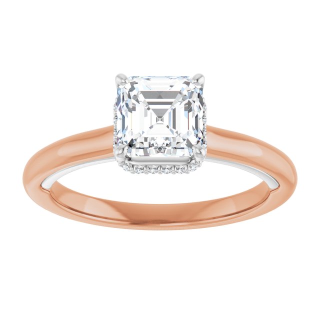 14K rose/white gold 1CT Asscher Diamond Halo-Style Engagement Ring/white-gold/white-gold variant--Asscher variant--1CT variant--14K-rose/white-gold