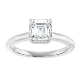 14K white gold 1CT Asscher Diamond Halo-Style Engagement Ring variant--Asscher variant--1CT variant--14K-rose-gold