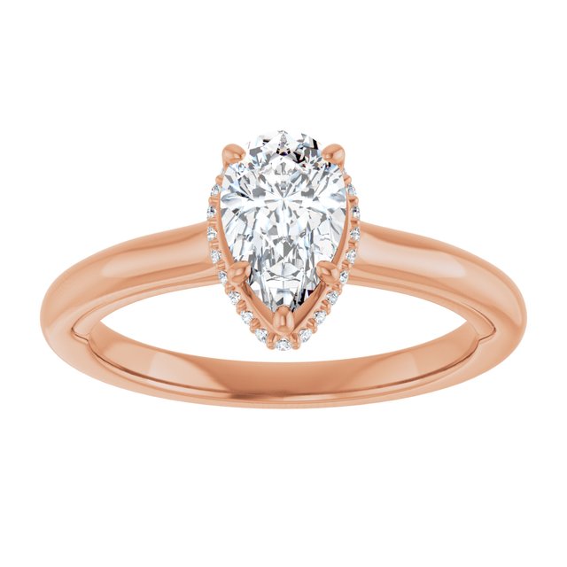 14K rose gold 1CT Pear Diamond Halo-Style Engagement Ring variant--Pear variant--1CT variant--14K-rose-gold