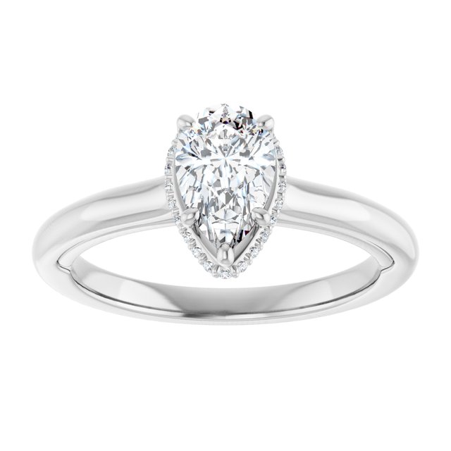 14K white gold 1CT Pear Diamond Halo-Style Engagement Ring variant--Pear variant--1CT variant--14K-white-gold