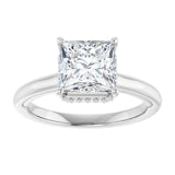 14K white gold 2CT Square Diamond Halo-Style Engagement Ring variant--Square variant--2CT variant--14K-white-gold