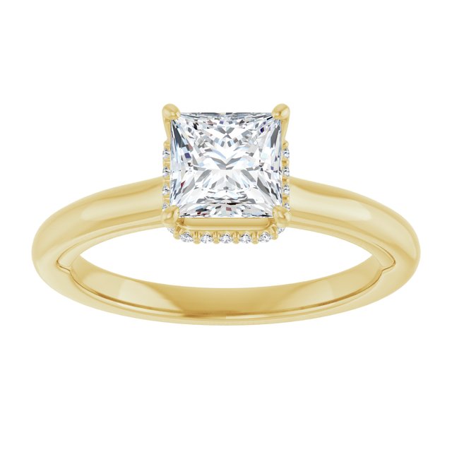14K yellow gold 1CT Square Diamond Halo-Style Engagement Ring variant--Square variant--1CT variant--14K-yellow-gold