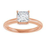 14K rose gold 1CT Square Diamond Halo-Style Engagement Ring variant--Square variant--1CT variant--14K-rose-gold