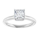 14K white gold 1CT Square Diamond Halo-Style Engagement Ring variant--Square variant--1CT variant--14K-white-gold