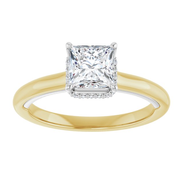 14K yellow/white gold 1CT Square Diamond Halo-Style Engagement Ring/white-gold/white-gold variant--Square variant--1CT variant--14K-yellow/white-gold