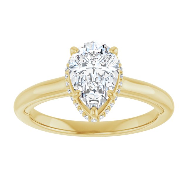 14K yellow gold 2CT Pear Diamond Halo-Style Engagement Ring variant--Pear variant--2CT variant--14K-yellow-gold