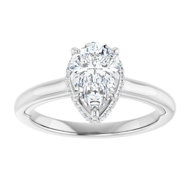14K white gold 2CT Pear Diamond Halo-Style Engagement Ring variant--Pear variant--2CT variant--14K-white-gold