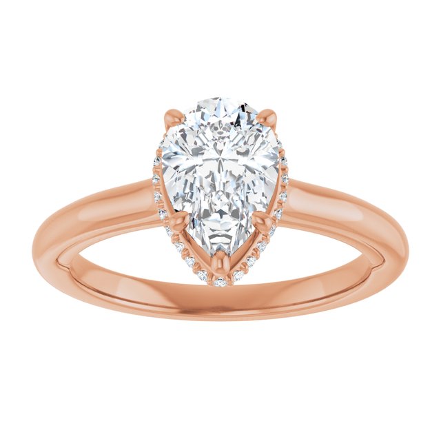 14K rose gold 2CT Pear Diamond Halo-Style Engagement Ring variant--Pear variant--2CT variant--14K-rose-gold
