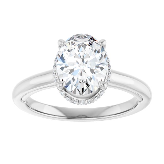 14K white gold 2CT Oval Diamond Halo-Style Engagement Ring variant--Oval variant--2CT variant--14K-white-gold