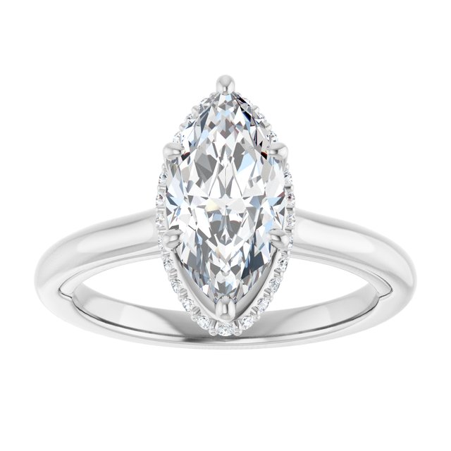 14K white gold 2CT Marquise Diamond Halo-Style Engagement Ring variant--Marquise variant--2CT variant--14K-white-gold