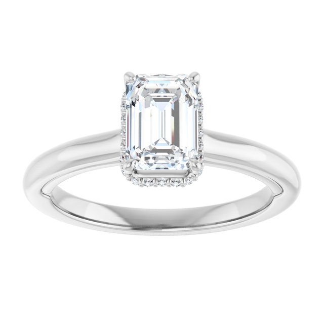 14K white gold 1CT Emerald Diamond Halo-Style Engagement Ring variant--Emerald variant--1CT variant--14K-white-gold
