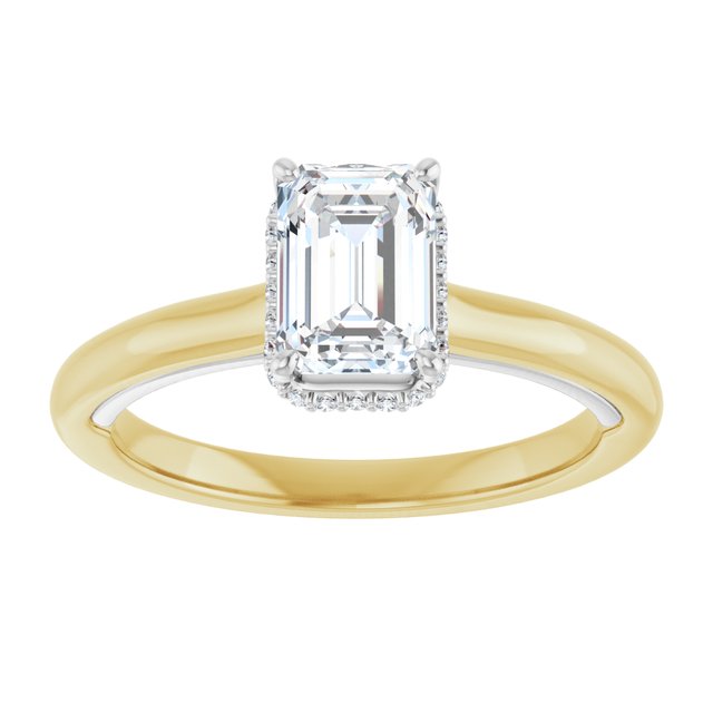 14K yellow/white gold 1CT Emerald Diamond Halo-Style Engagement Ring/white-gold/white-gold variant--Emerald variant--1CT variant--14K-yellow/white-gold