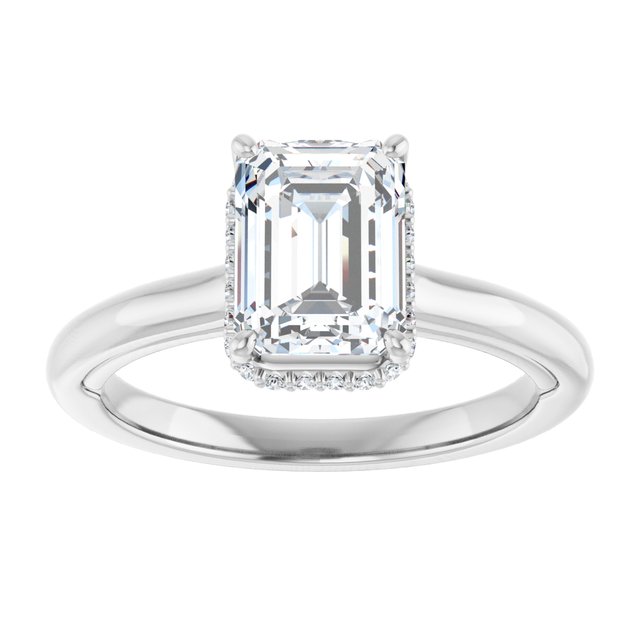 14K white gold 2CT Emerald Diamond Halo-Style Engagement Ring variant--Emerald variant--2CT variant--14K-white-gold