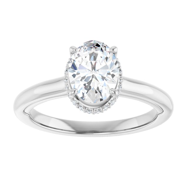 14K white gold 1CT Oval Diamond Halo-Style Engagement Ring variant--Oval variant--1CT variant--14K-white-gold