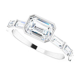 Minimal East West diamond ring setting variant--Emerald variant--14K-white-gold variant--Diamond-Lab