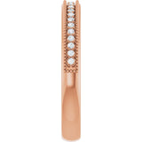 Rose gold milgrain diamond band, showing diamond detail rose gold variant--14K-rose-gold