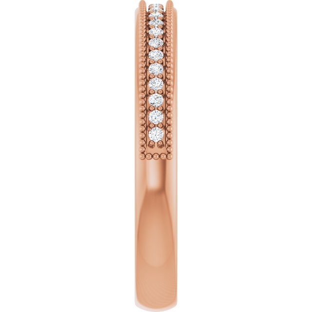 Rose gold milgrain diamond band, showing diamond detail rose gold variant--14K-rose-gold